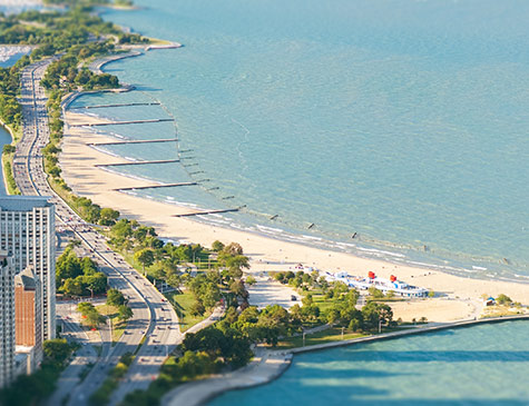 Aerial view of North Ave Beach